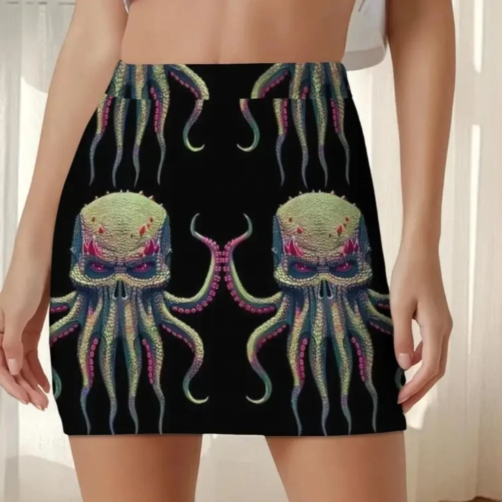 Stylish Black Octopus Print Skirt - Picture 3 of 4
